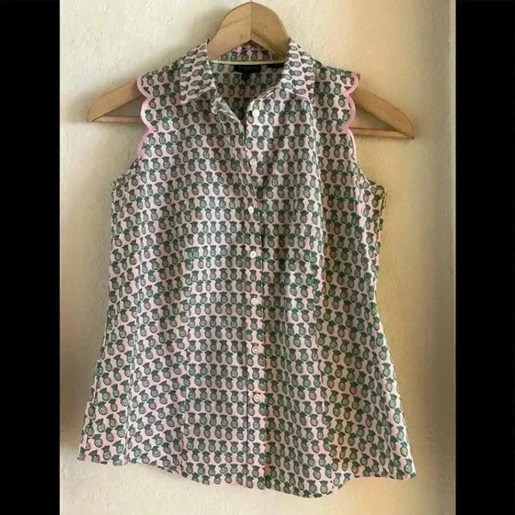 Talbot’s Sleeveless Pineapple Print Top - Picture 1 of 5